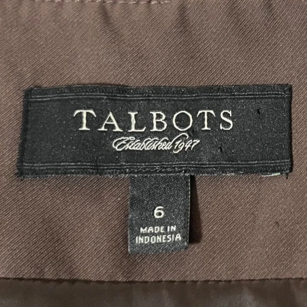 Talbots Pencil Skirt Womens Brown Cotton Blend Lined Back Vent‎ Size 6